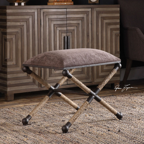 Uttermost Evert Taupe Brown Accent Stool