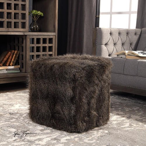 Uttermost Jayna Fur Ottoman