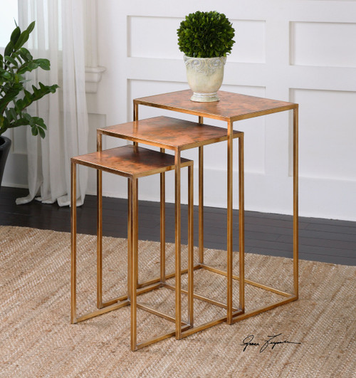 Uttermost Copres Oxidized Nesting Tables Set/3