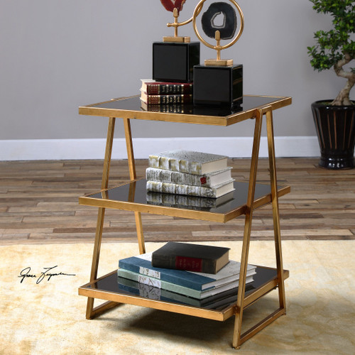 Uttermost Garrity Black Glass Accent Table