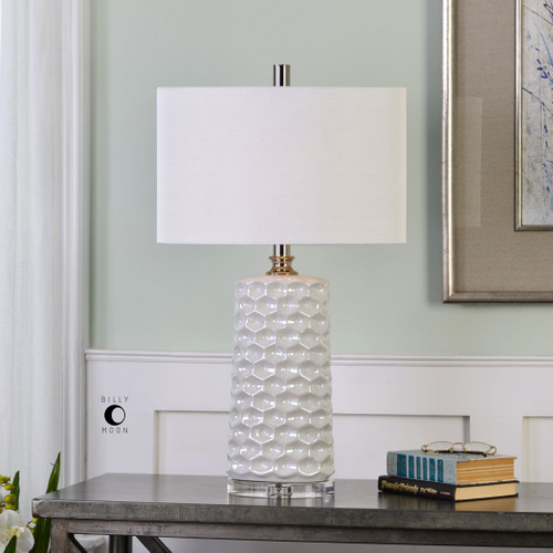 Uttermost Sesia White Honeycomb Table Lamp