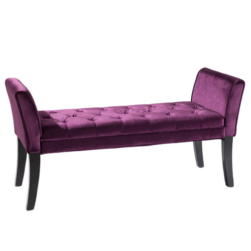 Armen Living Chatham Bench in Purple Velvet