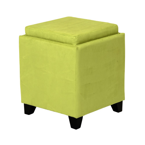 Armen Living Rainbow Microfiber Storage Ottoman in Green Microfiber