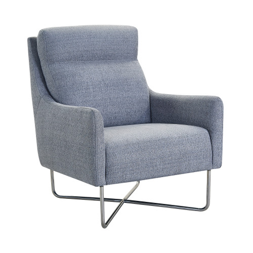 Amber Contemporary Accent Chair in Silver Finish and Graphite Fabric