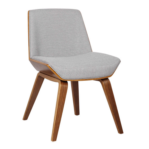 Armen Living Agi Mid-Century Dining Chair in Walnut Wood and Gray Fabric