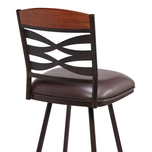 Arden Contemporary 26" Counter Height Barstool in Auburn Bay Finish with Brown Faux Leather and Sedona Wood Finish Back