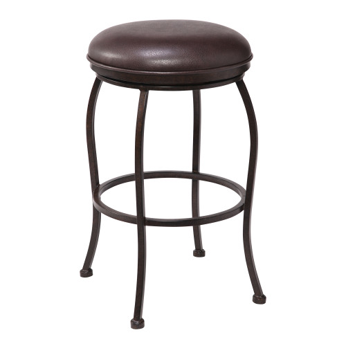 Amy Contemporary 30" Bar Height Barstool in Auburn Bay Finish and Brown Faux Leather