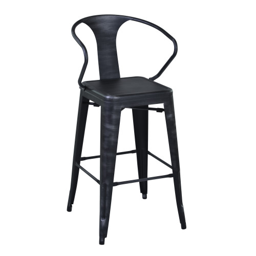 Armen Living Berkley 26" Barstool in Industrial Grey Steel finish