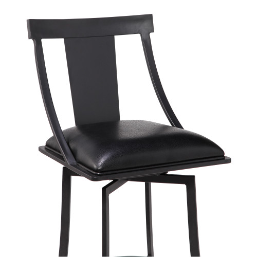 Brisbane Contemporary 26" Counter Height Barstool in Matte Black Finish and Black Faux Leather