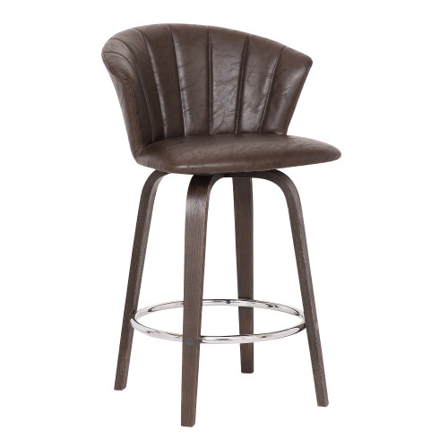 Connie 26" Modern Brown Faux Leather Bar Stool