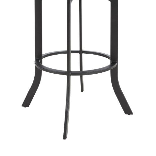 Edy Swivel 30" Black Powder Coated and Black Faux Leather Metal Bar Stool