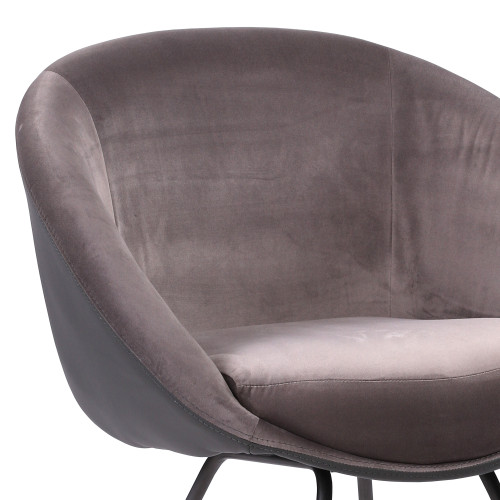 Armen Living Glacier Contemporary Dining Chair in Grey Powder Coated Finish and Grey Velvet