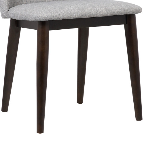 Armen Living Horizon Contemporary Dining Chair in Light Gray Fabric with Brown Wood Legs - Set of 2