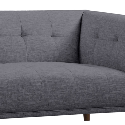 Armen Living Hudson Mid-Century Button-Tufted Loveseat in Dark Gray Linen and Walnut Legs