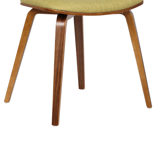 Armen Living Jaguar Mid-Century Dining Chair in Walnut Wood and Green Fabric