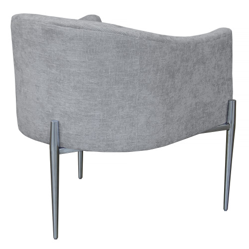 Armen Living Jolie Contemporary Accent Chair in Polished Stainless Steel Finish and Silver Fabric