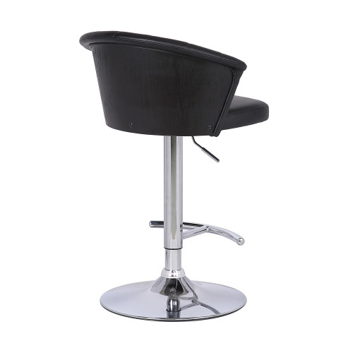 Kenzie Adjustable Modern Black Faux Leather Bar Stool