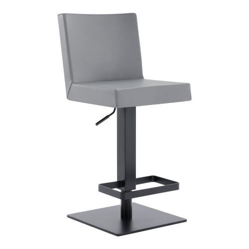 Legacy Contemporary Swivel Barstool in Matte Black Finish and Grey Faux Leather