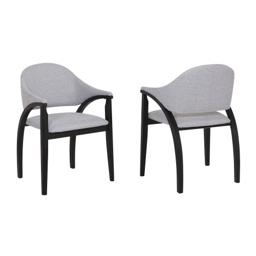 Meadow Contemporary Dining Chair in Black Brush Wood FinishÃ‚Â and Grey Fabric - Set of 2