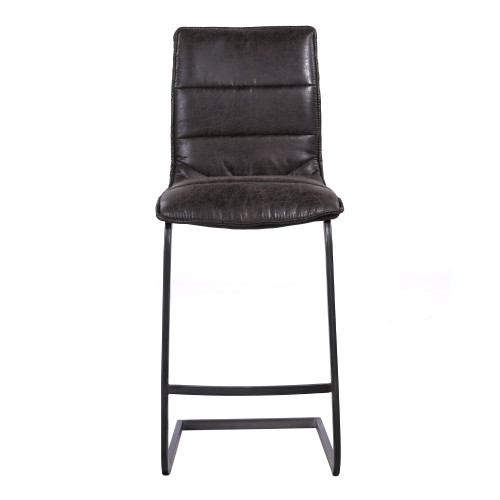 Armen Living Newark Contemporary 30" Bar Height Barstool in Gray Powder Coated Finish and Espresso Fabric