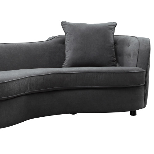 Armen Living Palisade Contemporary Sofa in Grey Velvet with Brown Wood Legs