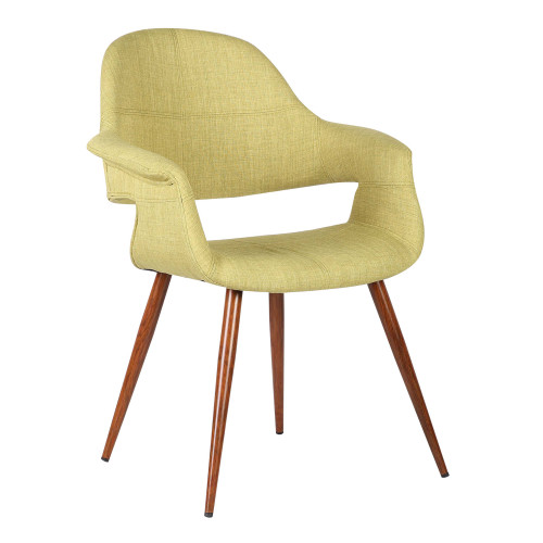 Armen Living Phoebe Mid-Century Dining Chair in Walnut Finish and Green Fabric