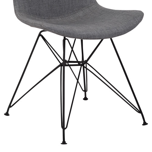 Armen Living Palmetto Contemporary Dining Chair in Charcoal Fabric with Black Metal Legs