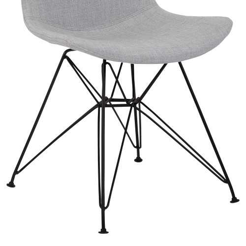 Armen Living Palmetto Contemporary Dining Chair in Grey Fabric with Black Metal Legs