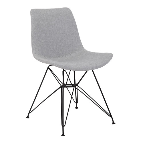 Armen Living Palmetto Contemporary Dining Chair in Grey Fabric with Black Metal Legs