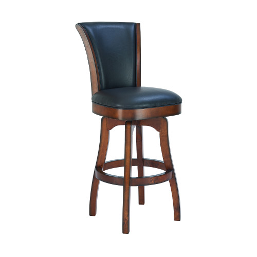 Raleigh 26" Counter Height Swivel Barstool in Rustic Cordovan Finish and Brown Bonded Leather