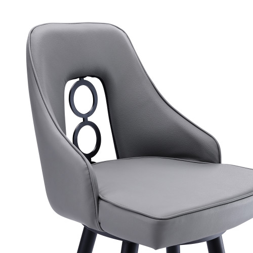 Ruby Contemporary 26" Counter Height Barstool in Black Powder Coated Finish and Grey Faux Leather