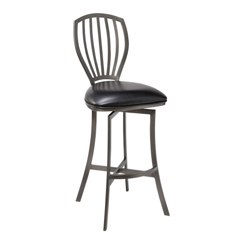 Sandy Contemporary 30" Bar Height Barstool in Mineral Finish and Black Faux Leather