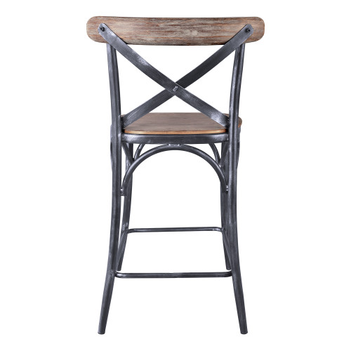 Sloan Industrial 26" Counter Height Barstool in Industrial Grey and Pine Wood