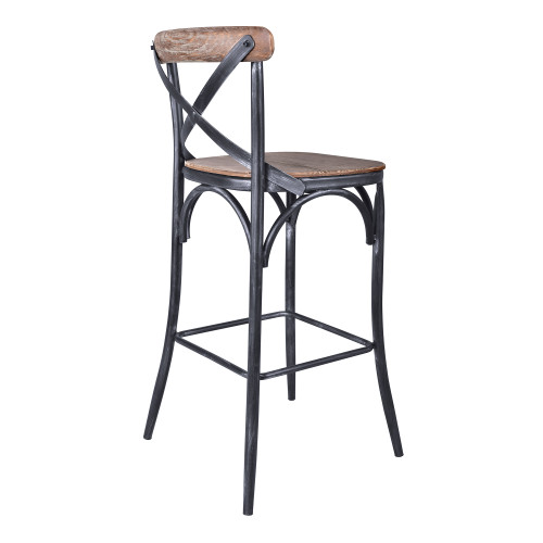 Sloan Industrial 30" Bar Height Barstool in Industrial Grey and Pine Wood