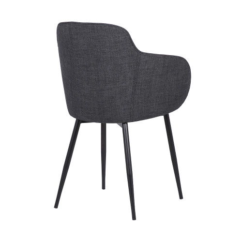 Tammy Contemporary Dining Chair in Black Powder Coated Finish and Charcoal Fabric