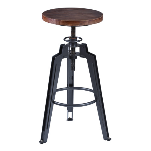 Armen Living Tribeca Adjustable Barstool in Industrial Grey finish with Ash Wood Seat