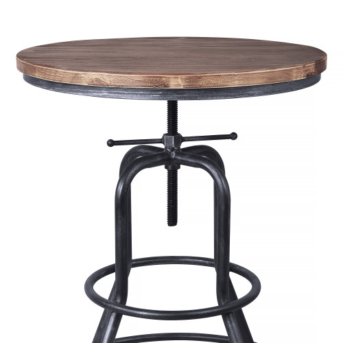 Titan Industrial Adjustable Pub Table in Industrial Grey and Pine Wood Top