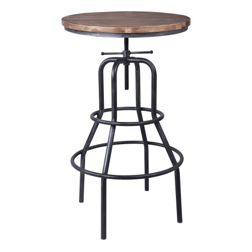 Titan Industrial Adjustable Pub Table in Industrial Grey and Pine Wood Top