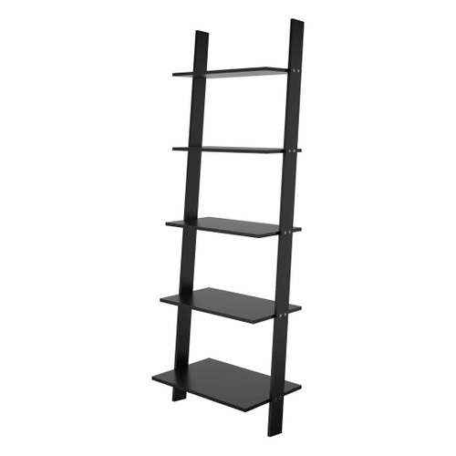Manhattan Comfort Cooper 5-Shelf Floating  Ladder Bookcase in Black
