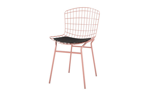 Manhattan Comfort Madeline Chair  with Seat Cushion in Rose Pink Gold and Black