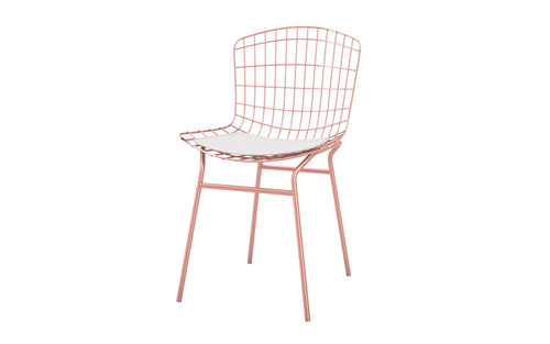 Manhattan Comfort Madeline Chair with Seat Cushion in Rose Pink Gold and White