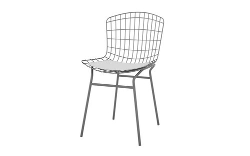 Manhattan Comfort Madeline Chair with Seat Cushion in Charcoal Grey and White