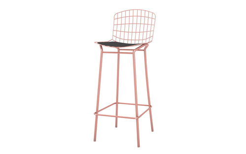 Manhattan Comfort Madeline 41.73" Barstool with Seat Cushion in Rose Pink Gold and Black