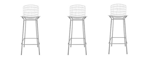 Manhattan Comfort Madeline 41.73" Barstool, Set of 3 in Silver and White