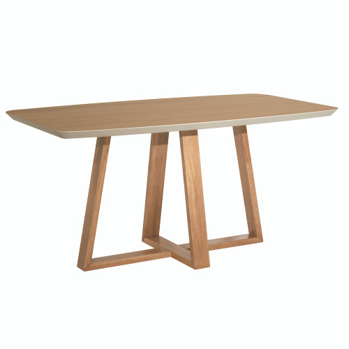 Manhattan Comfort Duffy 62.99 Modern Rectangle Dining Table with Space for 6 in Cinnamon and Off White