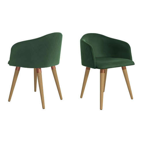 Manhattan Comfort Kari Velvet MatelassÃƒÆ’Ã‚Â© Accent Chair in Green - Set of 2