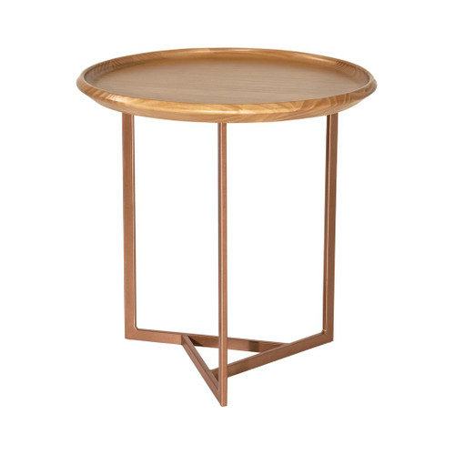 Manhattan Comfort Knickerbocker 19.29 Modern Round End Table with Steel Base in Cinnamon