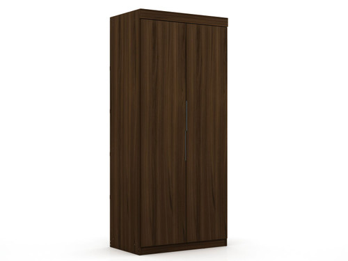 Manhattan Comfort Mulberry 2.0 Sectional Modern Armoire Wardrobe Closet with 2 Drawers in Brown
