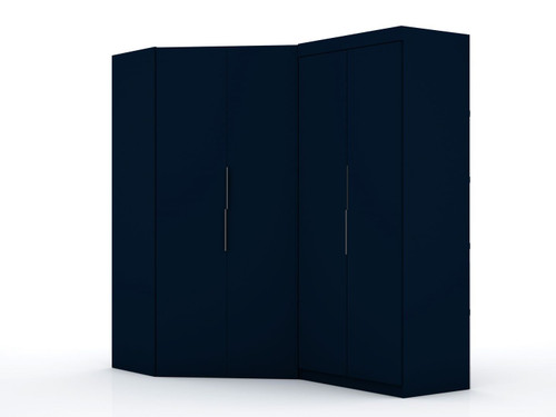 Manhattan Comfort Mulberry 3.0 Sectional Modern Corner Wardrobe Closet with 2 Drawers - Set of 2 in Tatiana Midnight Blue