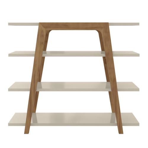 Manhattan Comfort Gowanus Geometric 47.24 Modern Ladder Bookcase with 4 Shelves in Off White